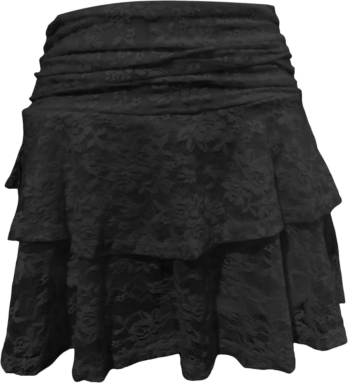 2025 Women Floral Lace Slip Skirts Low Waist Ruffle Layered Pleated Mini Skirts Y2k Flowy Tiered Short Skirt