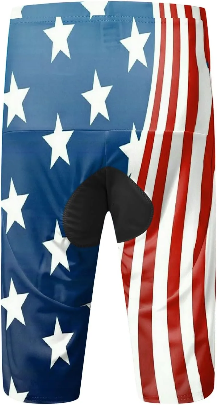 3D USA Flag Print Patriotic Cycling Shorts for Men Lightweight Quick Dry Bike Shorts Big and Tall Summer Biker Tights