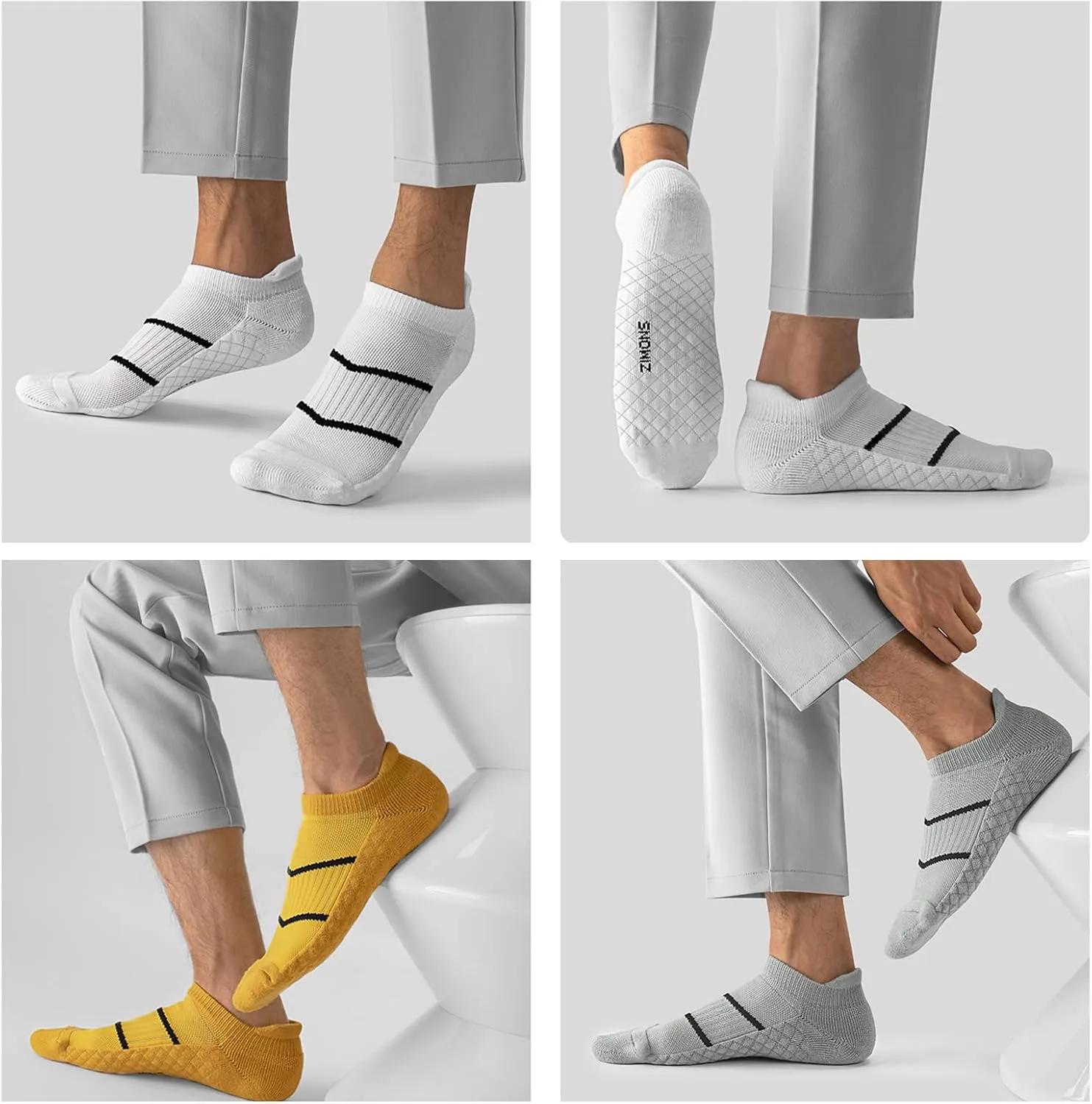 5 Pack Unisex Athletic Running Ankle Socks Cushioned Breathable Moisture Wicking Arch Support