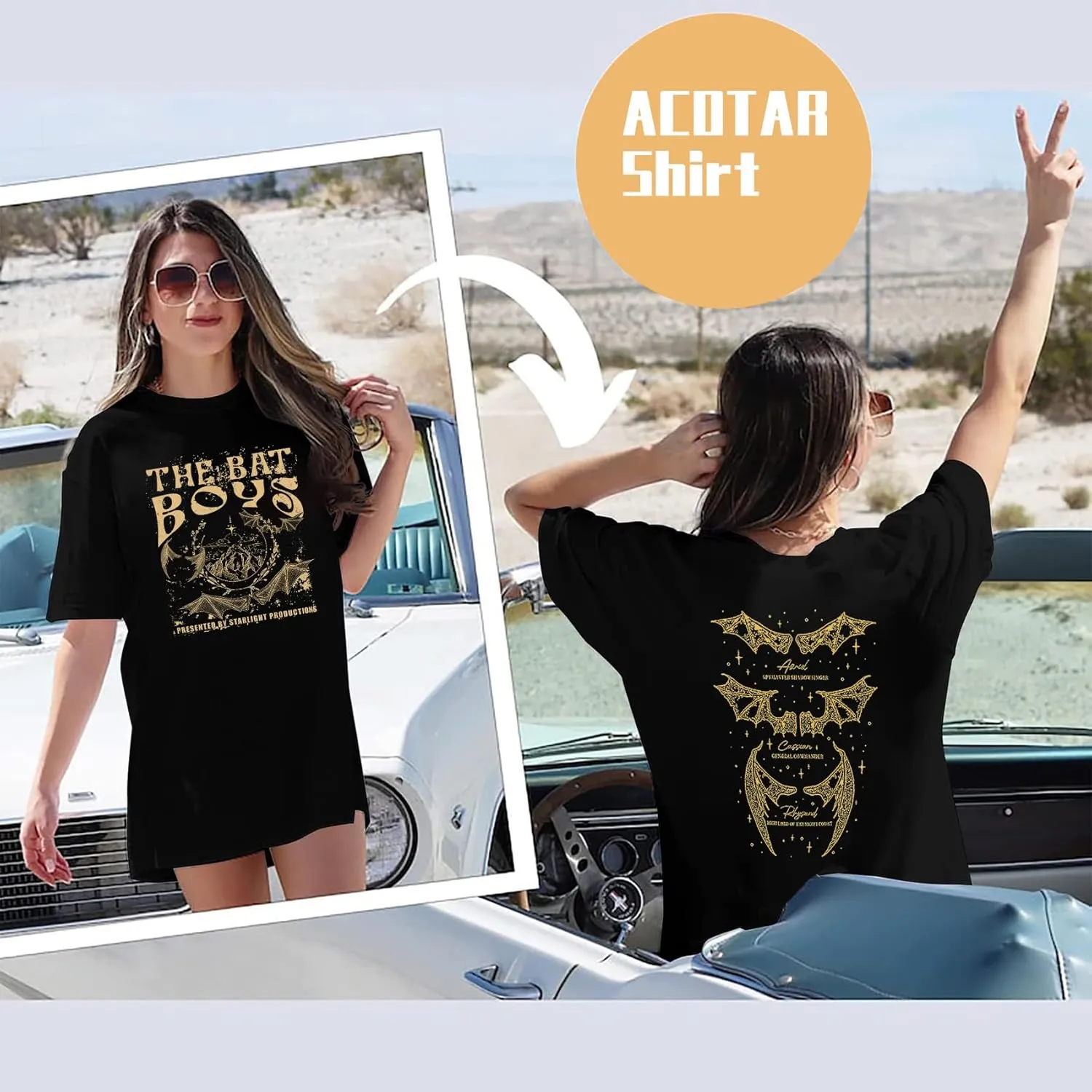 Acotar Velaris Shirts Women Oversized Vintage Book Tshirt The Night Court T-Shirt Bat Boys Graphic Tee Tops