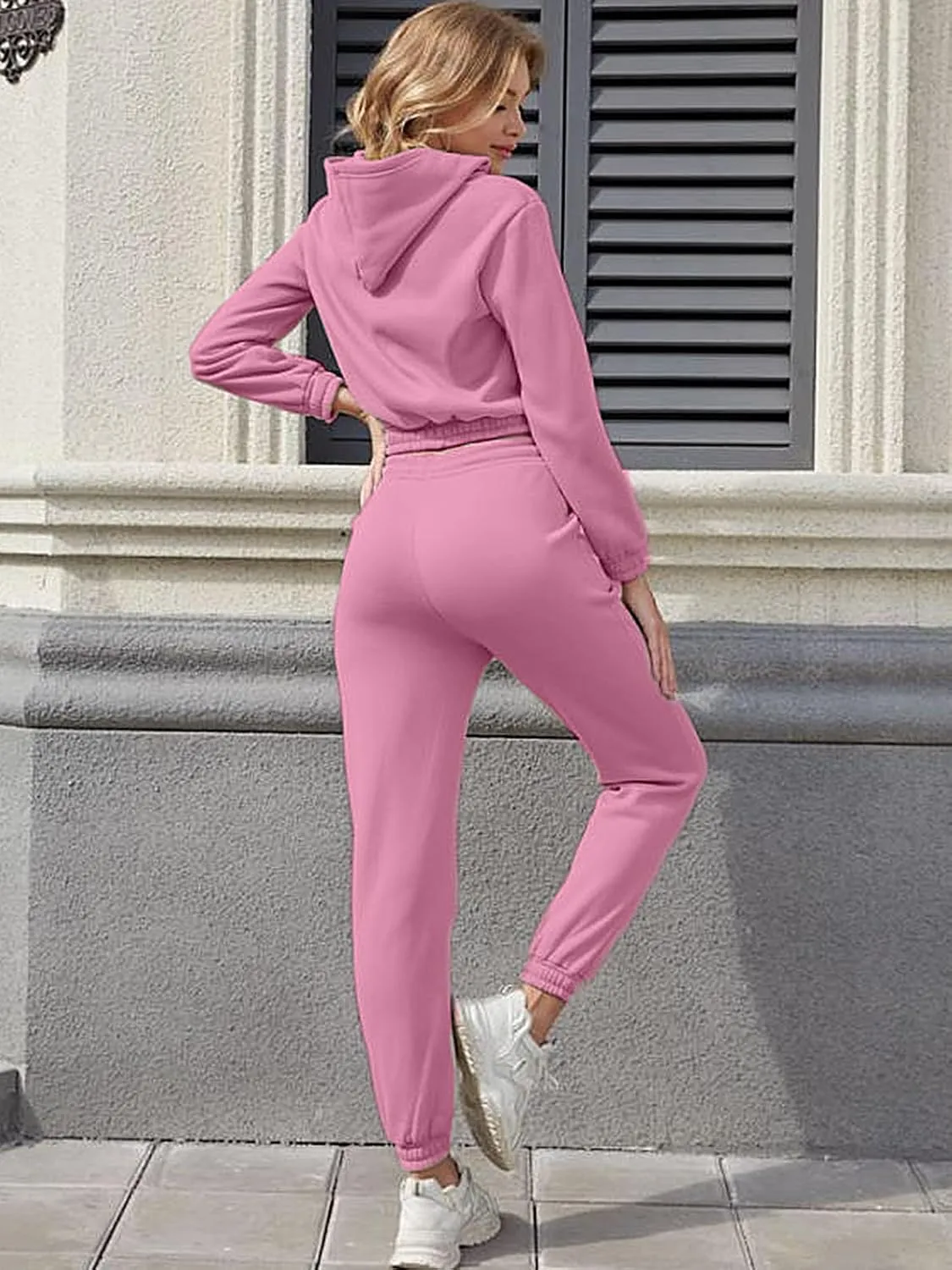 Akmipoem Sweatsuits for Women Set 3 Piece Outfits Zip Up Hoodie Sweatshirt Crop Tank Top Jogger Sweatpants Tracksuit