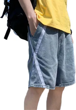 Andongnywell Men's Relaxed Fit Denim Shorts Classic Casual Slim Fit Straight Leg Short Jeans with Pockets Zip