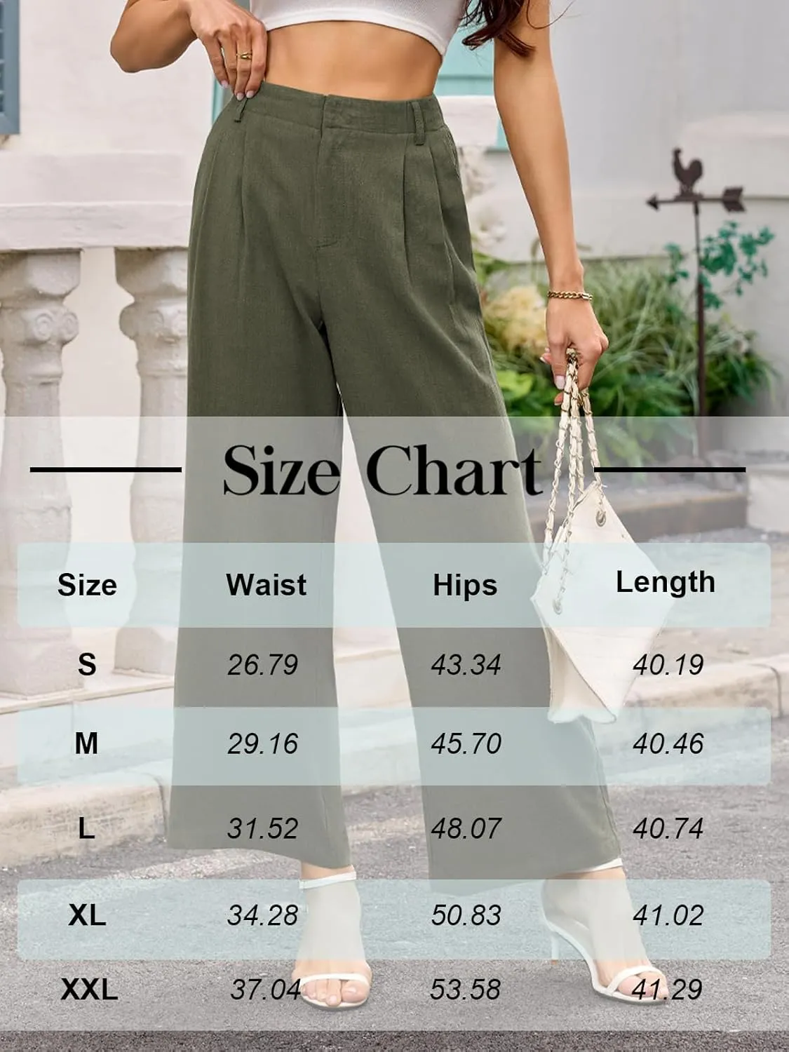 ANRILITA Linen Pants for Women High Waist Casual Flowy Pant Summer Wide Leg Trousers with Pocket