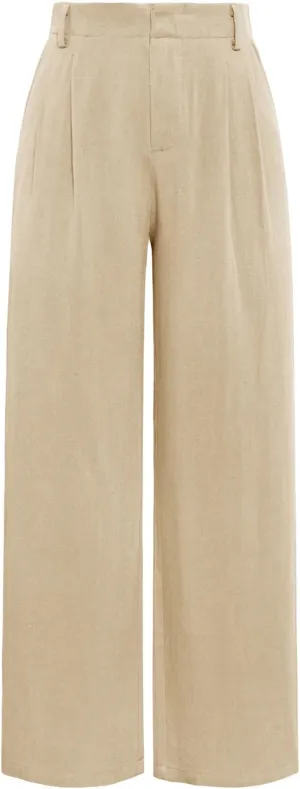 ANRILITA Linen Pants for Women High Waist Casual Flowy Pant Summer Wide Leg Trousers with Pocket