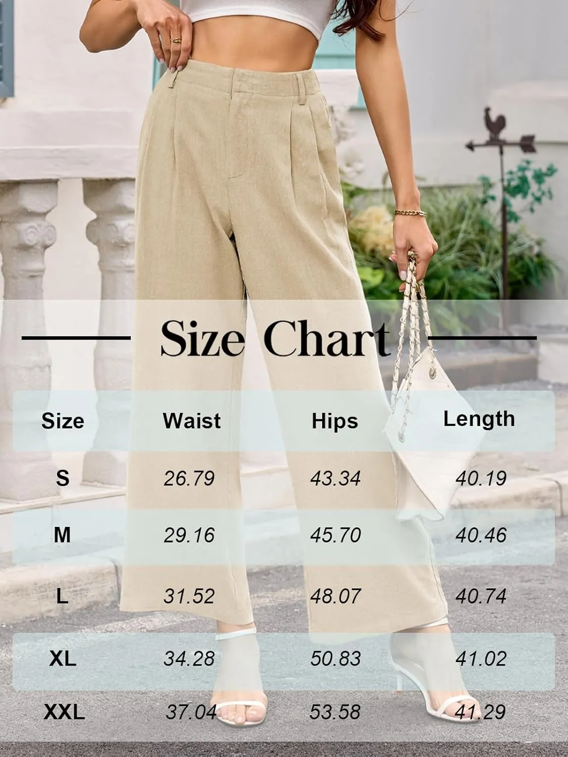 ANRILITA Linen Pants for Women High Waist Casual Flowy Pant Summer Wide Leg Trousers with Pocket