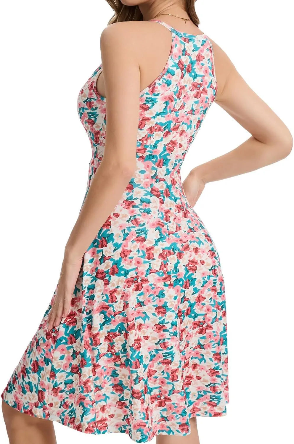 ANYFITTING Built in Bra Halter Dresses for Women 2025 Summer Pockets Dress Flowy Midi Sundresses Beach Vacation