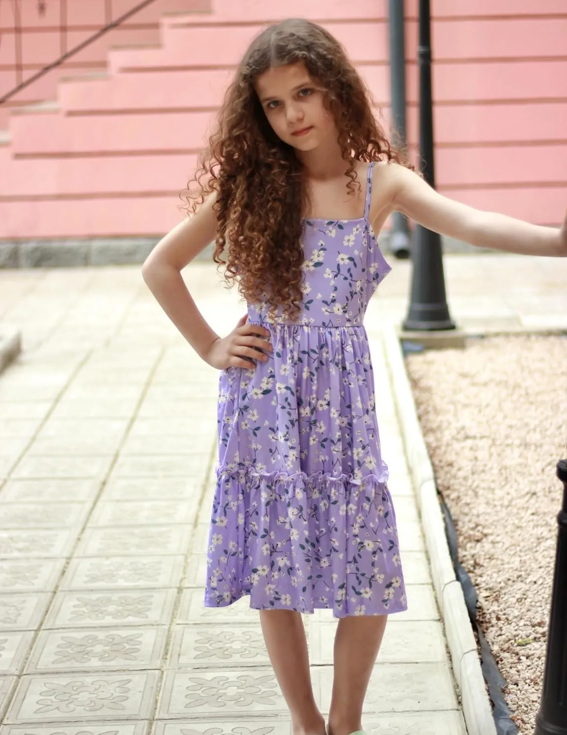 Arshiner Girls Tie Back Dress Spaghetti Strap Ruffle Hem Casual Summer Beach Sundress with Pockets