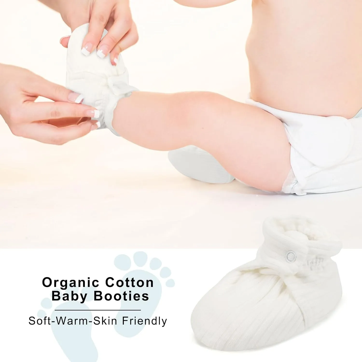 Baby Booties Newborn Infant Shoes Organic Cotton Adjustable Soft Cozy Warm Boots for Boy Girl
