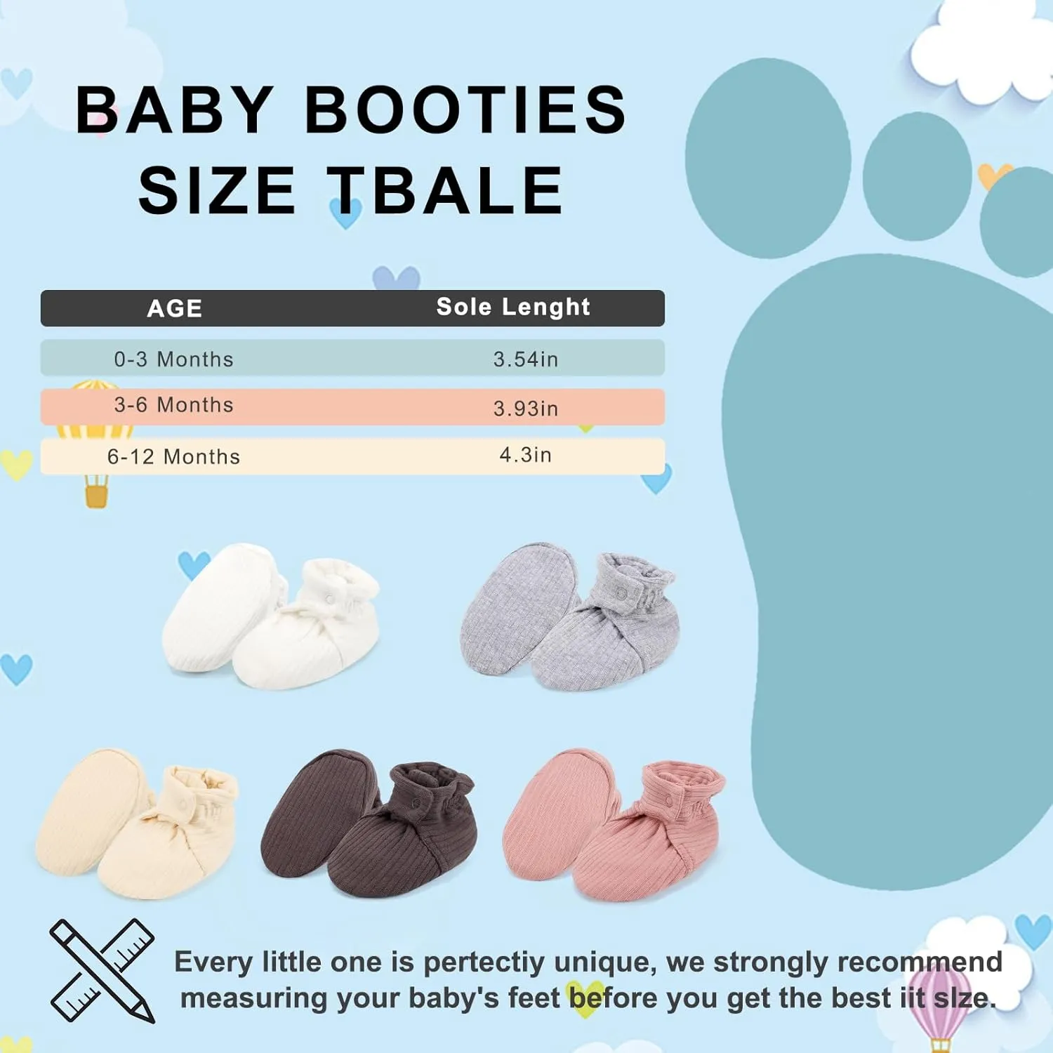 Baby Booties Newborn Infant Shoes Organic Cotton Adjustable Soft Cozy Warm Boots for Boy Girl