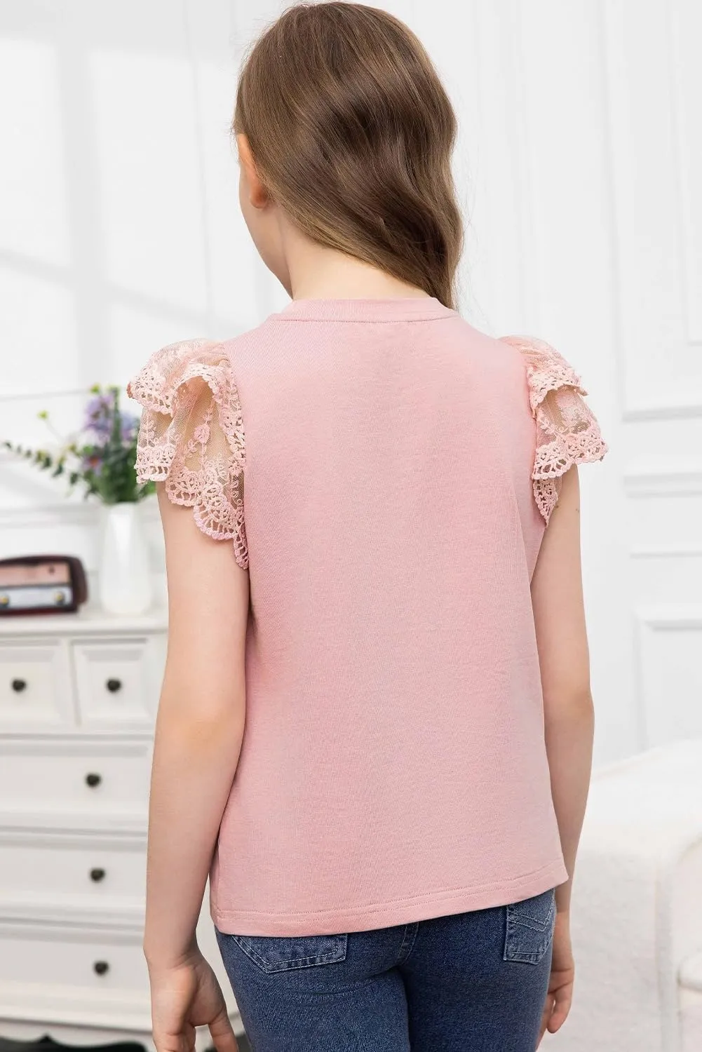 blibean Teen Girls Tshirt Cotton Flowy Short Sleeve Button Tops Size 6-15 Years