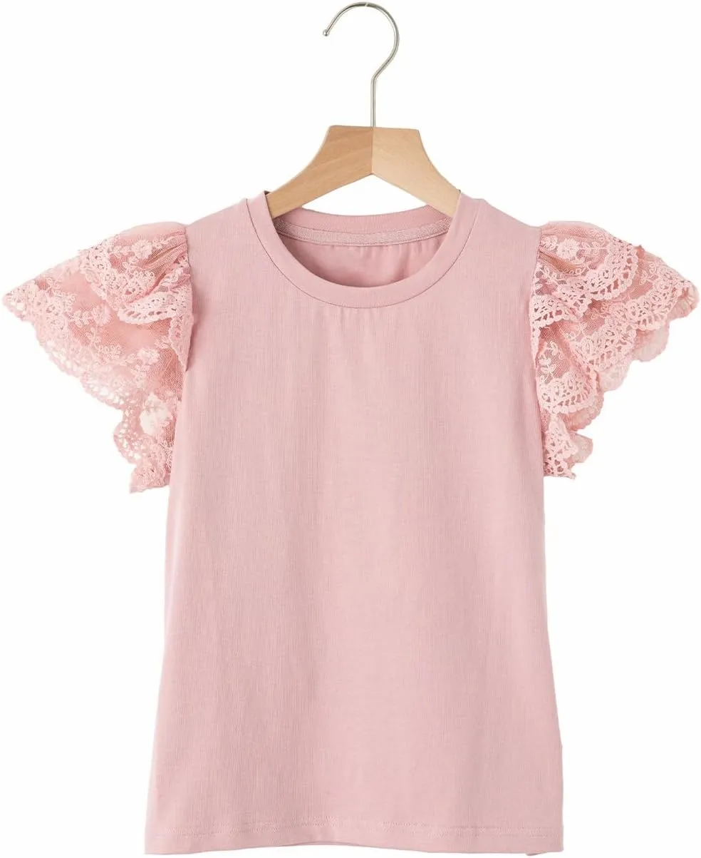 blibean Teen Girls Tshirt Cotton Flowy Short Sleeve Button Tops Size 6-15 Years