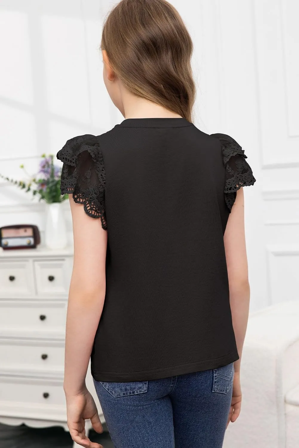 blibean Teen Girls Tshirt Cotton Flowy Short Sleeve Button Tops Size 6-15 Years