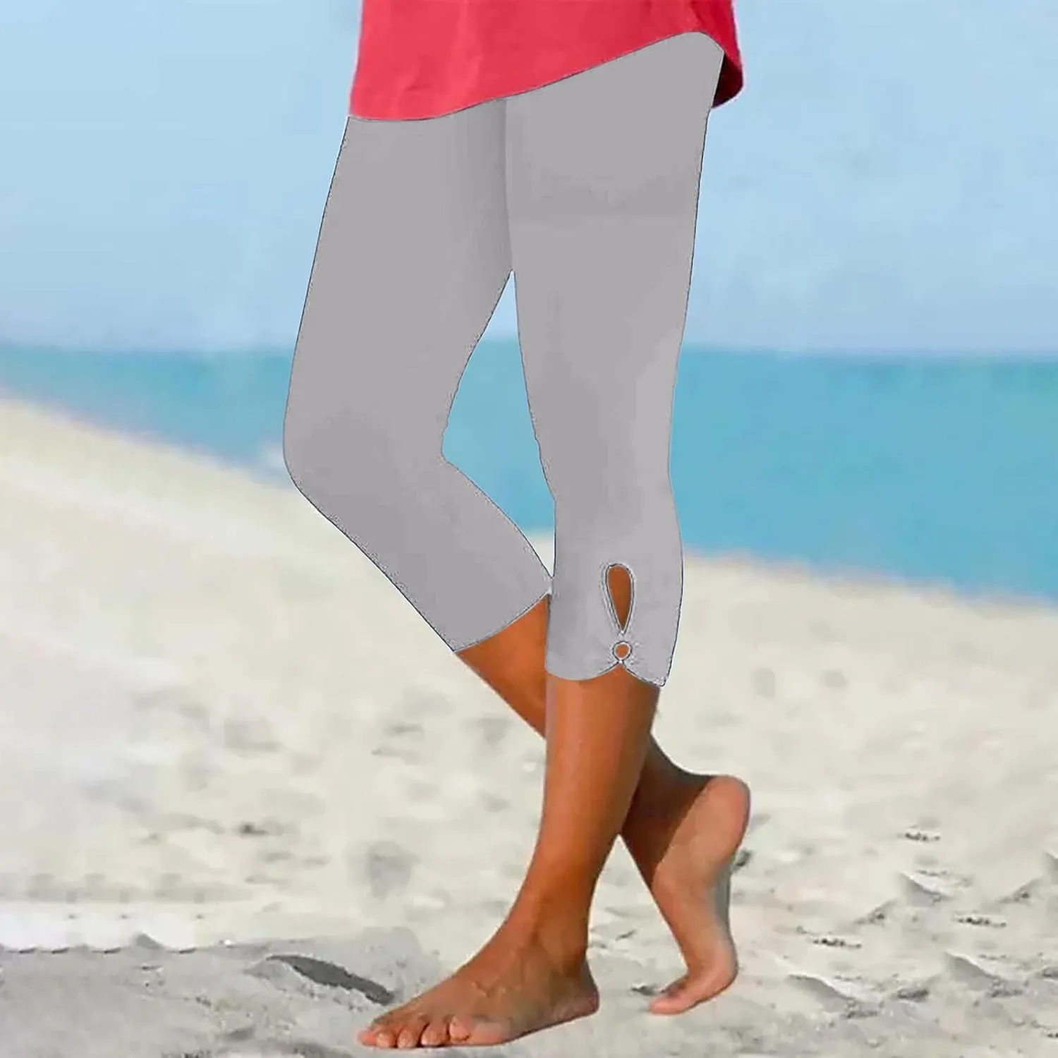 BOXIACEY Capri Leggings for Women 2025 High Waisted Yoga Capris Stretch Knee Length Leggings Cutout Workout Leggings