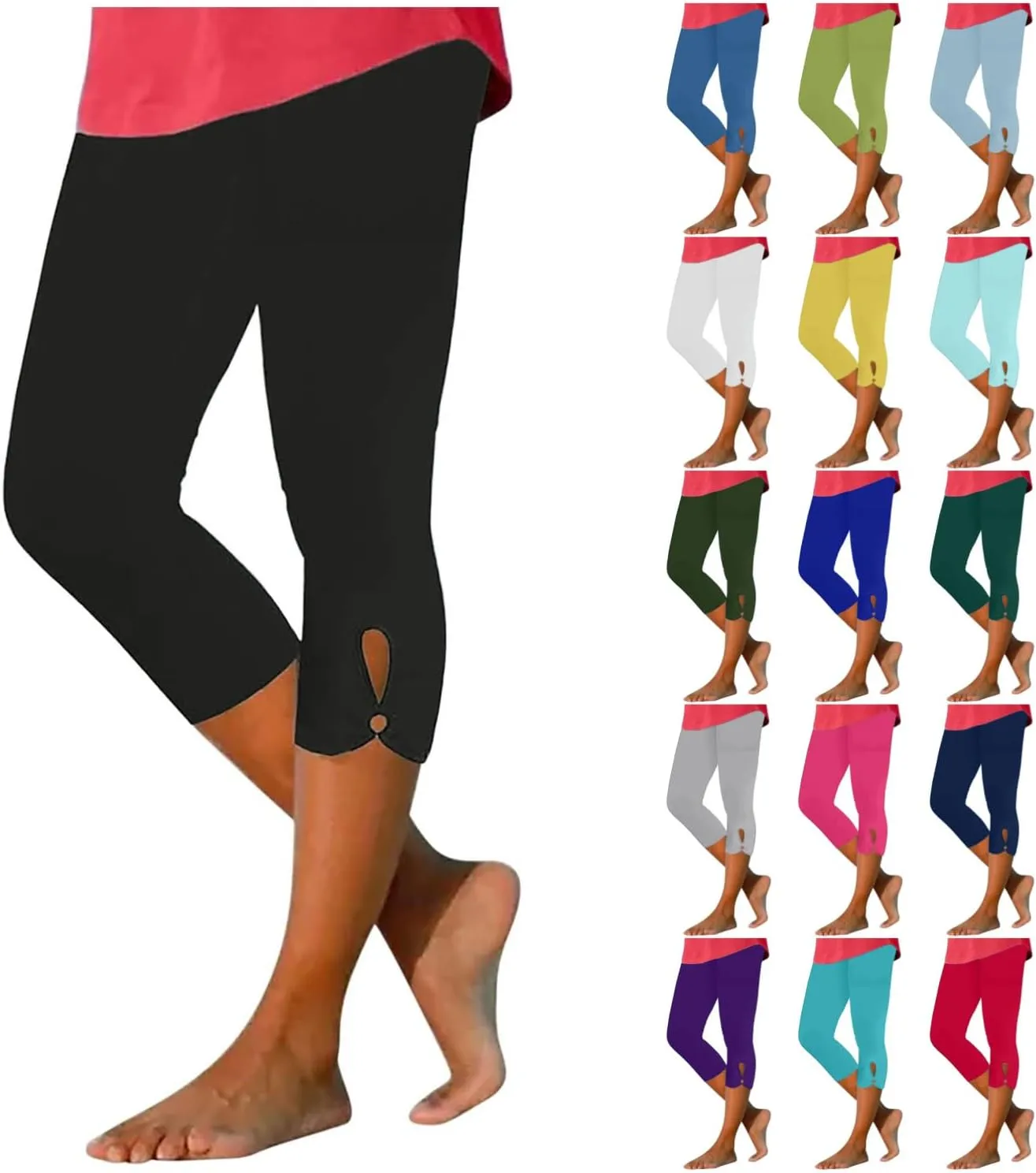 BOXIACEY Capri Leggings for Women 2025 High Waisted Yoga Capris Stretch Knee Length Leggings Cutout Workout Leggings