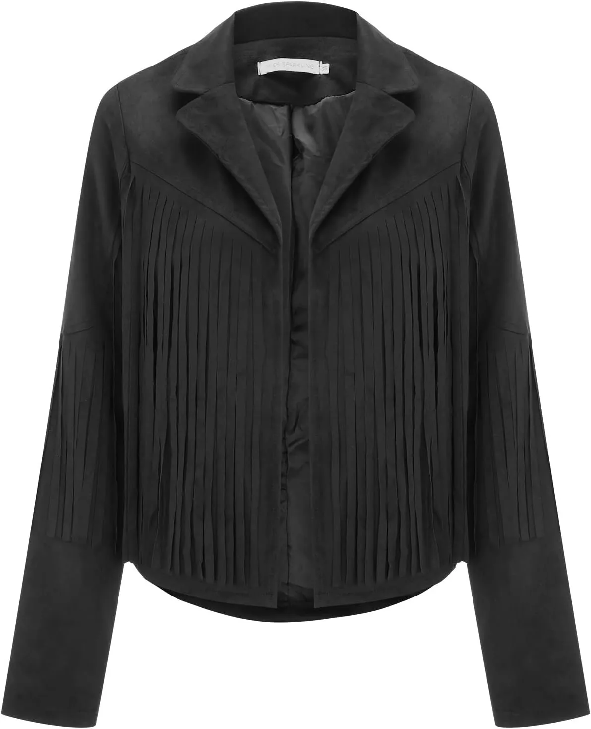 BOXIACEY Tassel Jackets for Women Trendy Faux Leather Biker Jacket Dressy Short Coats Moto Cool Long Sleeve Outerwear Tops
