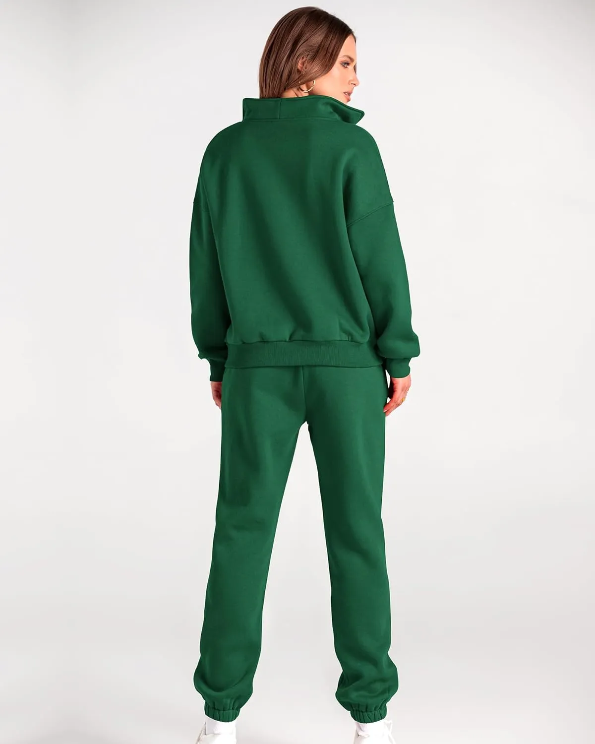 BTFBM Women 2 Piece Tracksuits Fall Winter 1/4 Zip Sweatshirt Jogger Pants Matching Lounge Sets Thick Sweatsuits Pockets