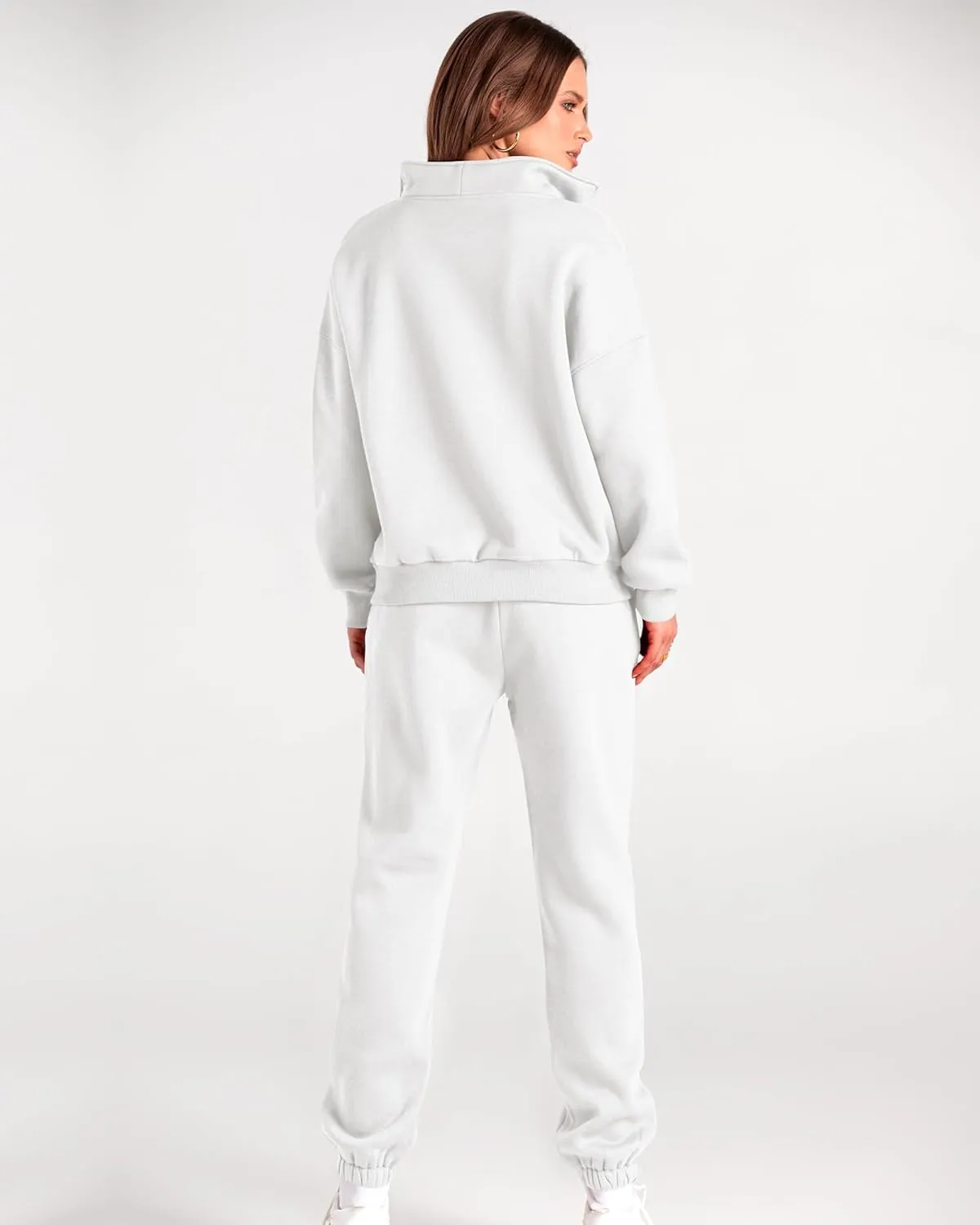 BTFBM Women 2 Piece Tracksuits Fall Winter 1/4 Zip Sweatshirt Jogger Pants Matching Lounge Sets Thick Sweatsuits Pockets