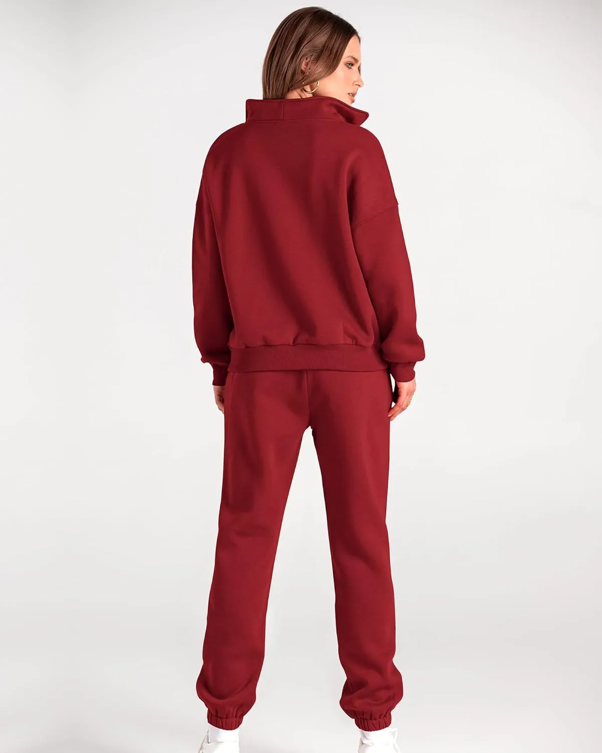 BTFBM Women 2 Piece Tracksuits Fall Winter 1/4 Zip Sweatshirt Jogger Pants Matching Lounge Sets Thick Sweatsuits Pockets