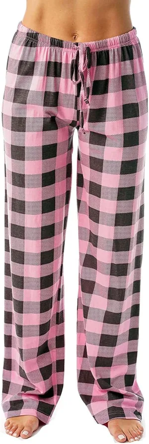 Buffalo Plaid Pajama Pants Women Drawstring Loose Comfy Wide Leg Lounge Pants Lightweight Soft Cozy Sleep Pants