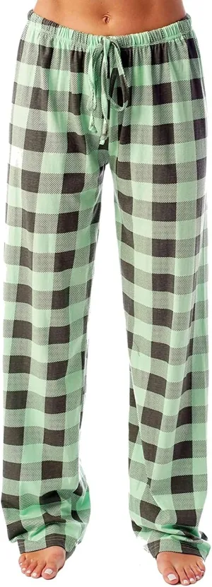 Buffalo Plaid Pajama Pants Women Drawstring Loose Comfy Wide Leg Lounge Pants Lightweight Soft Cozy Sleep Pants