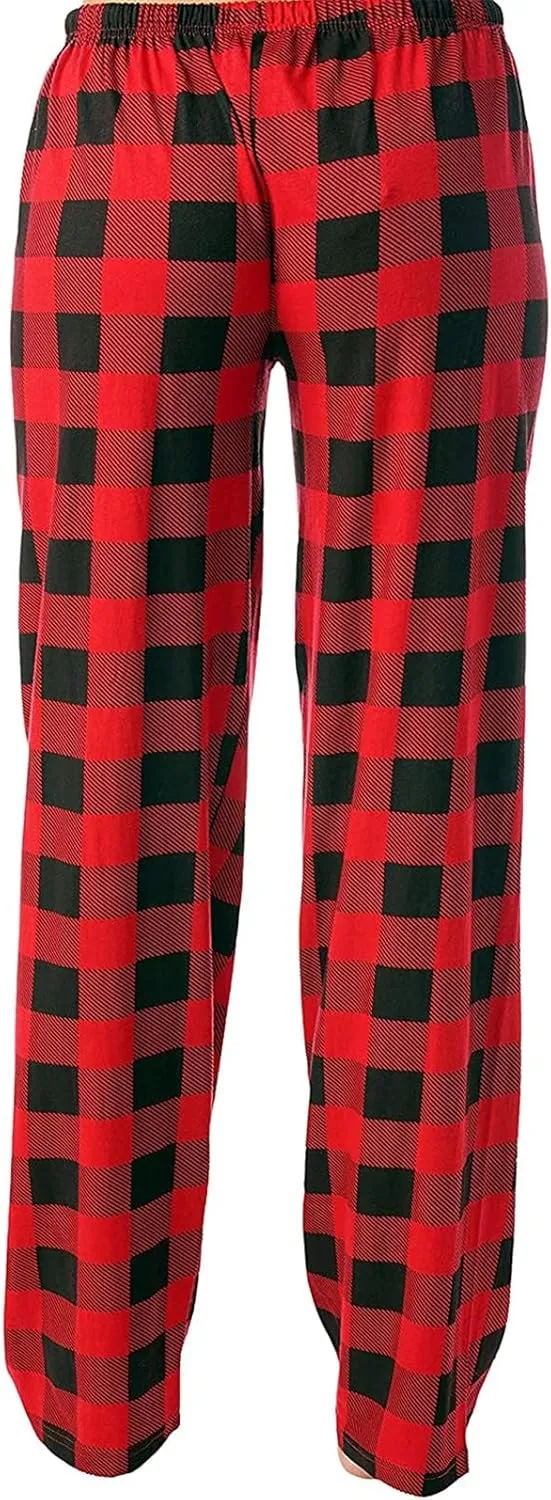 Buffalo Plaid Pajama Pants Women Drawstring Loose Comfy Wide Leg Lounge Pants Lightweight Soft Cozy Sleep Pants