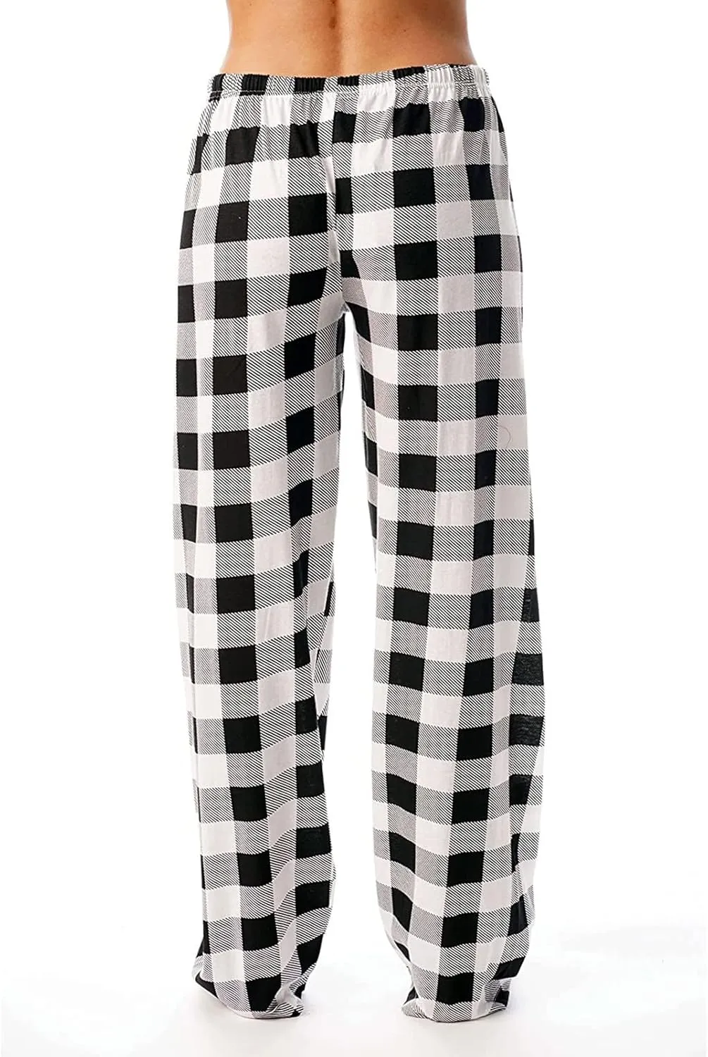 Buffalo Plaid Pajama Pants Women Drawstring Loose Comfy Wide Leg Lounge Pants Lightweight Soft Cozy Sleep Pants