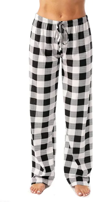 Buffalo Plaid Pajama Pants Women Drawstring Loose Comfy Wide Leg Lounge Pants Lightweight Soft Cozy Sleep Pants