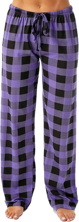 Buffalo Plaid Pajama Pants Women Drawstring Loose Comfy Wide Leg Lounge Pants Lightweight Soft Cozy Sleep Pants