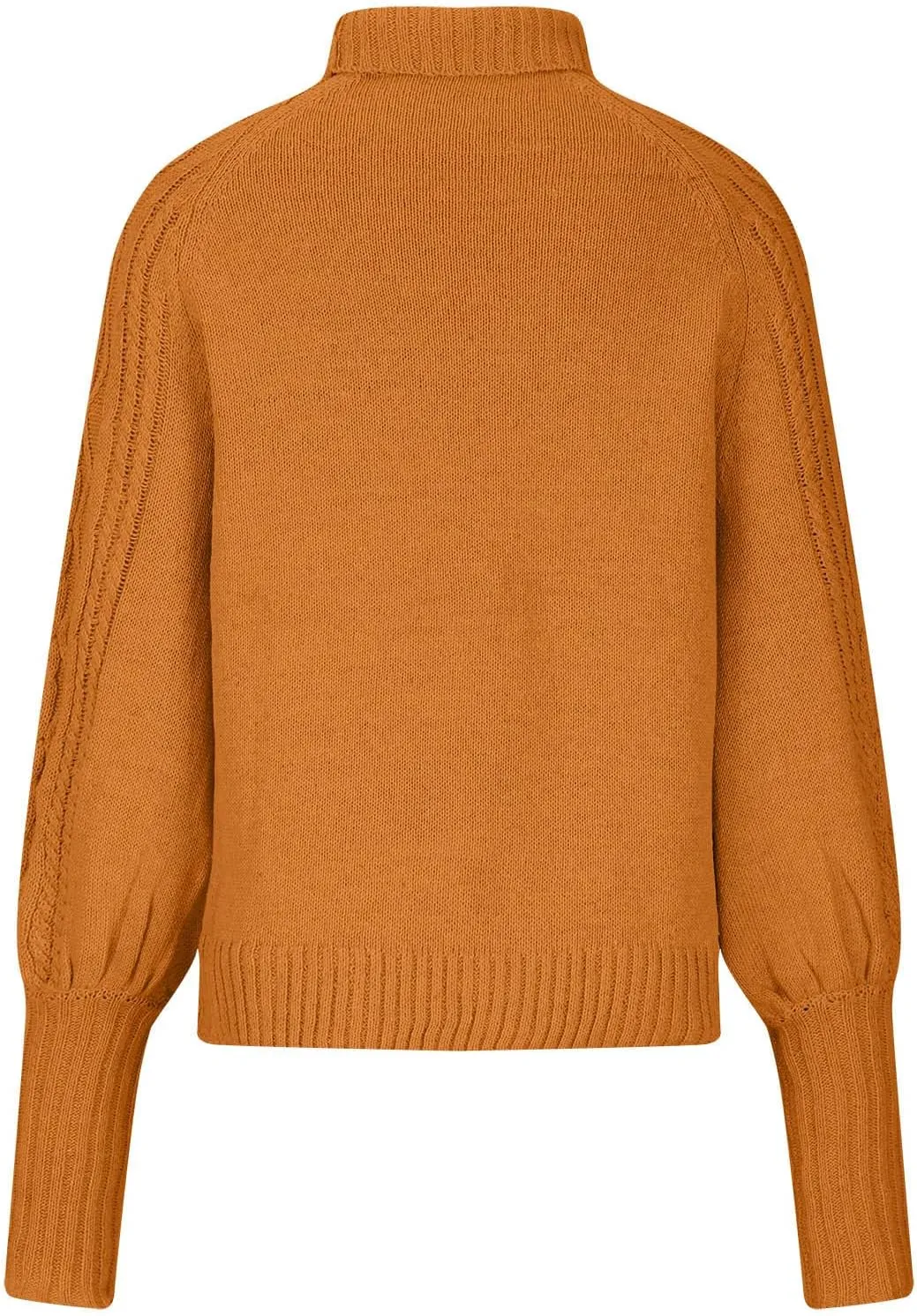 Cable Knit Sweaters for Women 2024 Fall Winter Trendy High Neck Balloon Sleeve Pullover Tops Cute Versatile Outfits