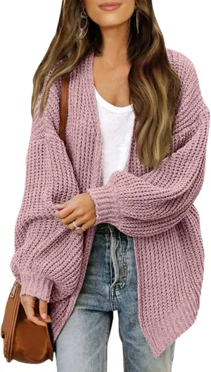 Cardigan Sweaters for Women Chunky Knit Open Front Cardigan Long Oversized Batwing Lightweight Sweaters Loungewear
