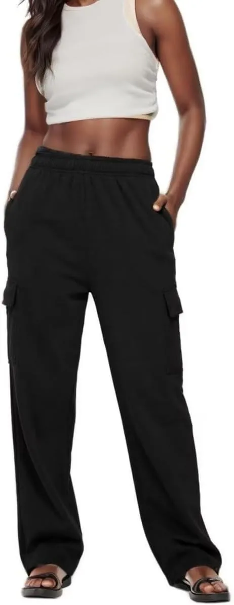 Cargo Pants Women Comfy Wide Leg Sweats Pants Dressy High Waisted Joggers Pants Running Lounge Trousers with Pockets