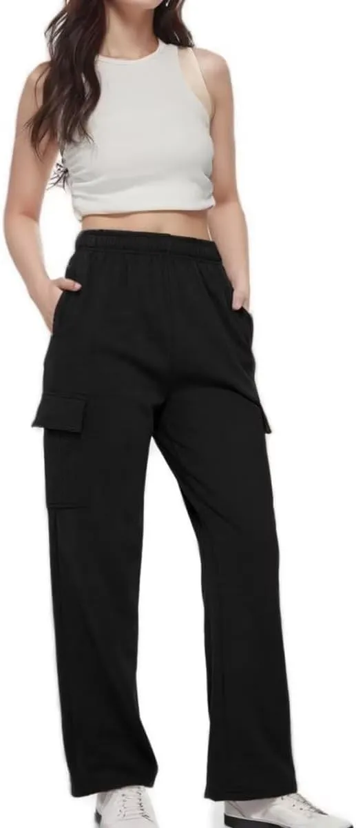 Cargo Pants Women Comfy Wide Leg Sweats Pants Dressy High Waisted Joggers Pants Running Lounge Trousers with Pockets