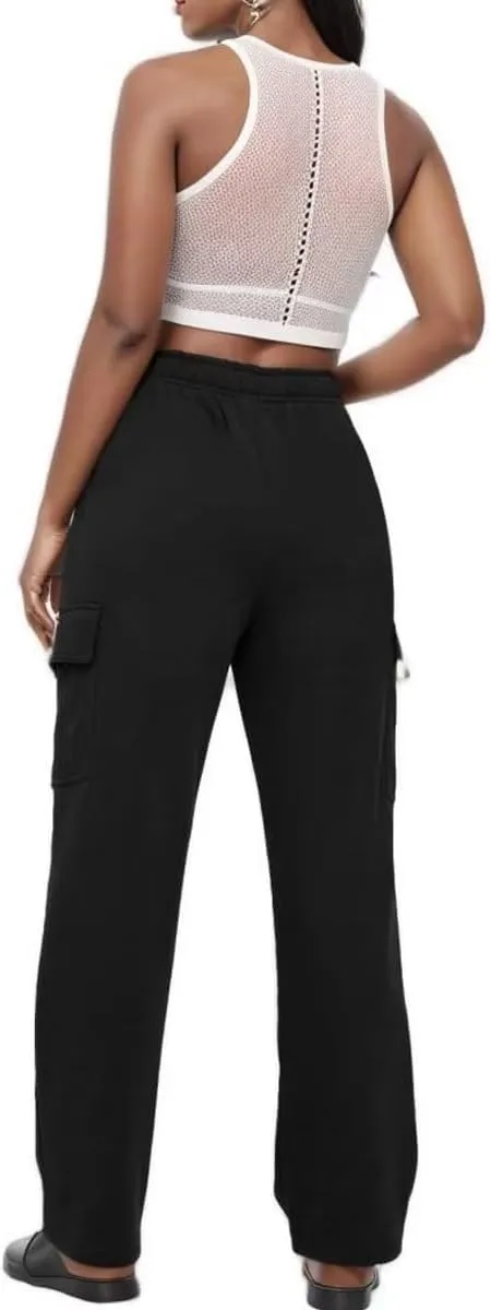 Cargo Pants Women Comfy Wide Leg Sweats Pants Dressy High Waisted Joggers Pants Running Lounge Trousers with Pockets