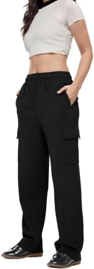 Cargo Pants Women Comfy Wide Leg Sweats Pants Dressy High Waisted Joggers Pants Running Lounge Trousers with Pockets