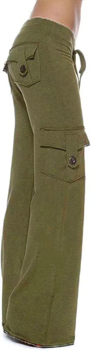 Cargo Pants Women High Waisted Stretchy Pant Baggy Casual Trouser Straight Wide Leg Streetwear with Multiple Pockets