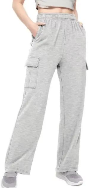 Cargo Sweatpants Women Oversized Wide Leg Fleece Elastic High Waist Lounge Pant Athletic Lounge Trousers with Pockets