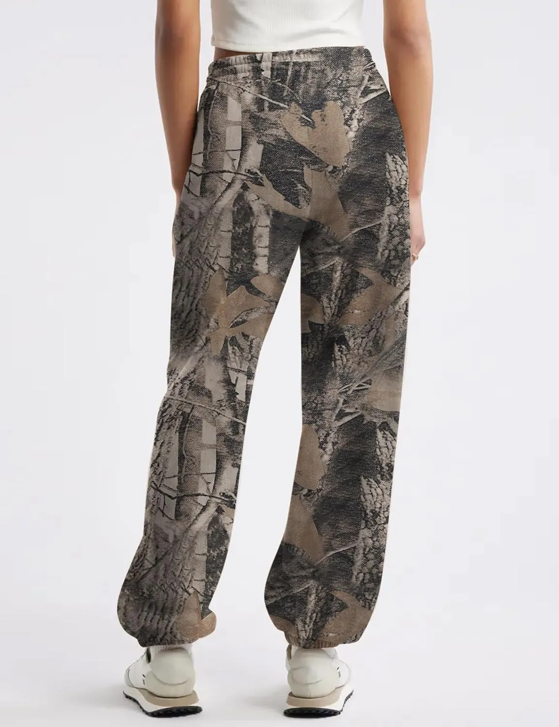 Casual Camo Sweatpants for Women Baggy Fleece Y2K Camouflage High Waisted Joggers Pants with Pockets Streetwear