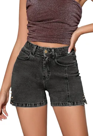 Casual Jean Shorts for Women Trendy Rivet High Waisted Stretchy Denim Shorts 2025 Summer Jeans Short