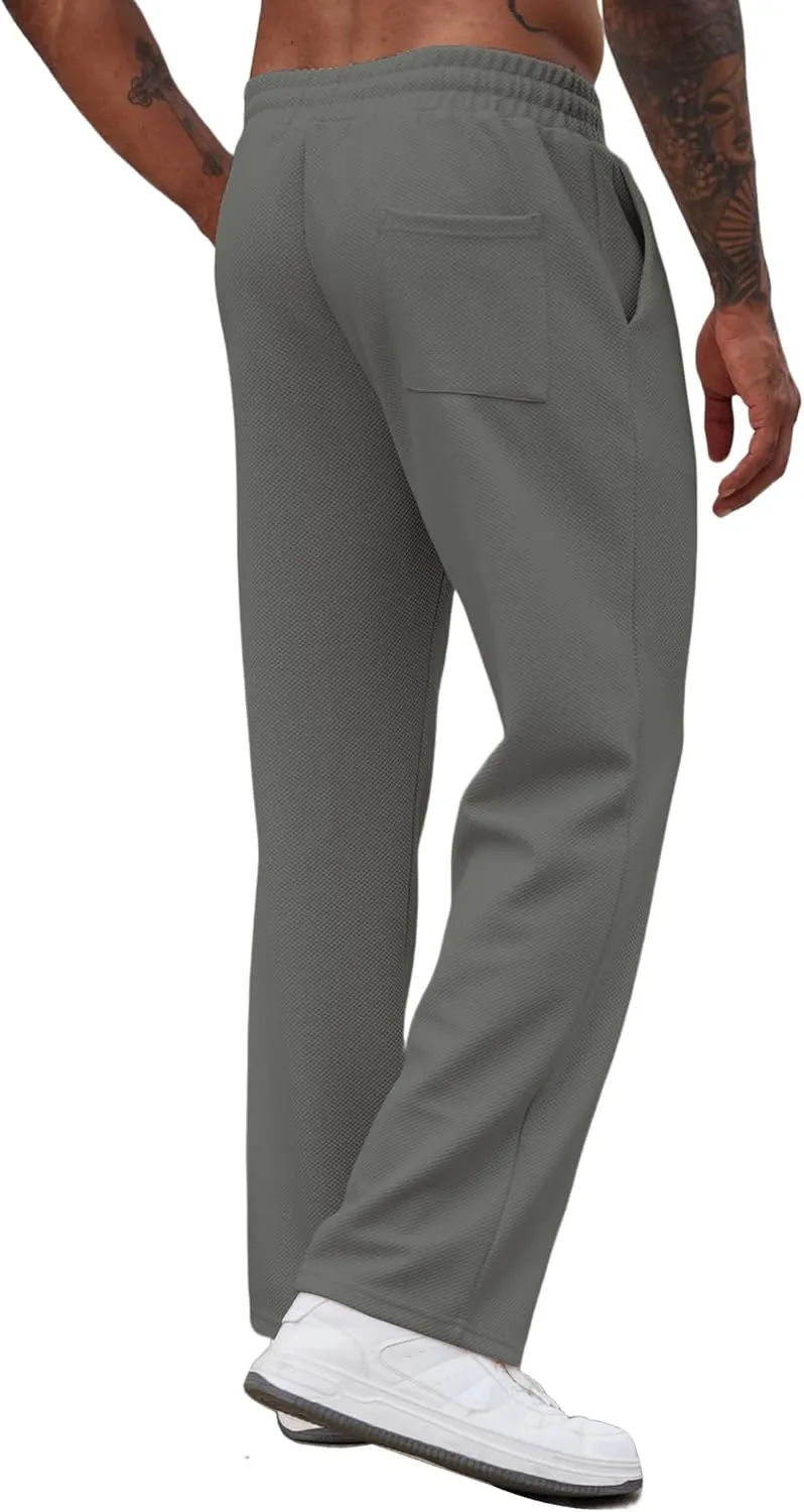 COOFANDY Men's Casual Sweatpants Open Bottom Lounge Pants Drawstring Sweat Pants Joggers with Pockets