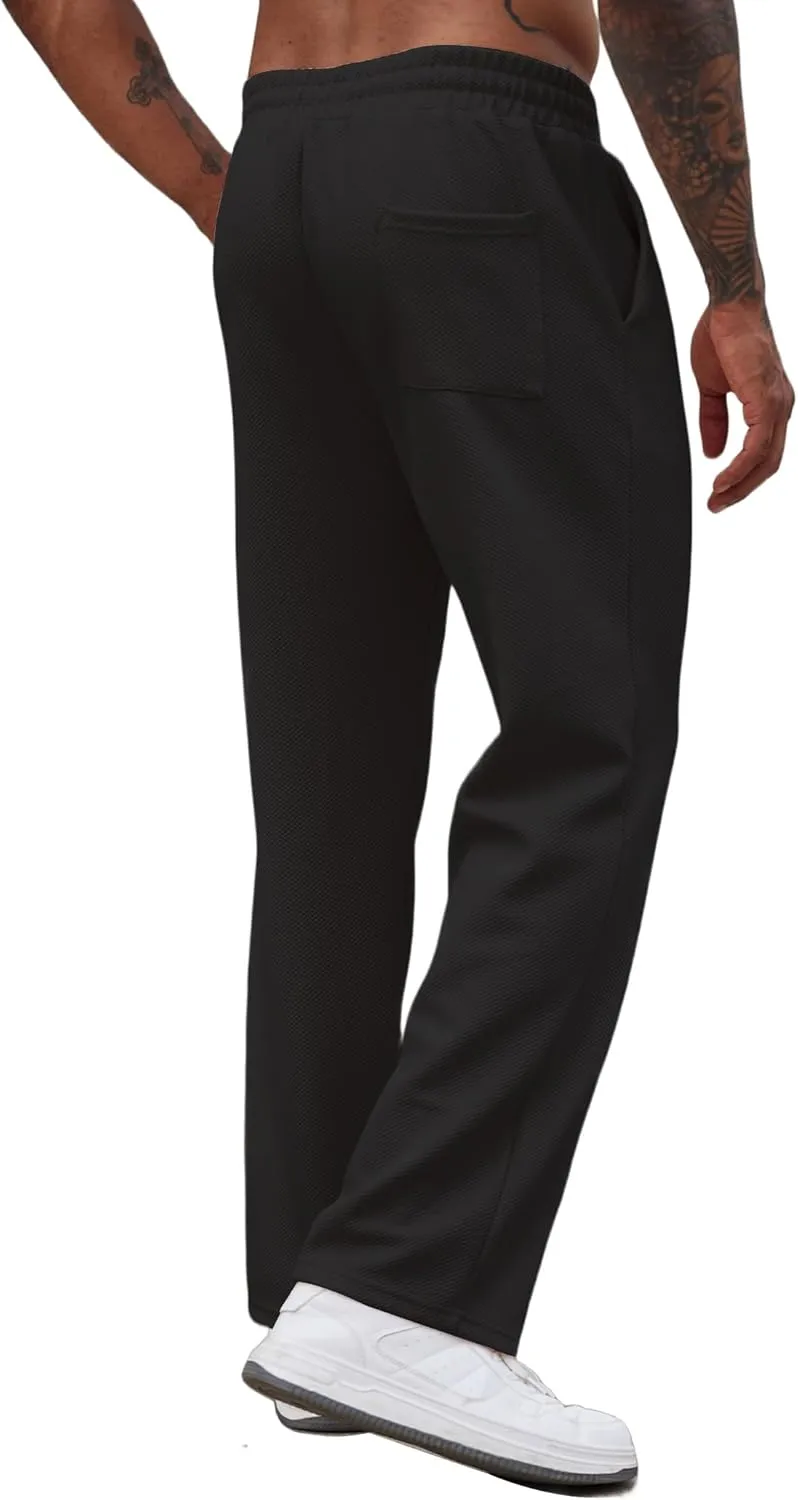 COOFANDY Men's Casual Sweatpants Open Bottom Lounge Pants Drawstring Sweat Pants Joggers with Pockets