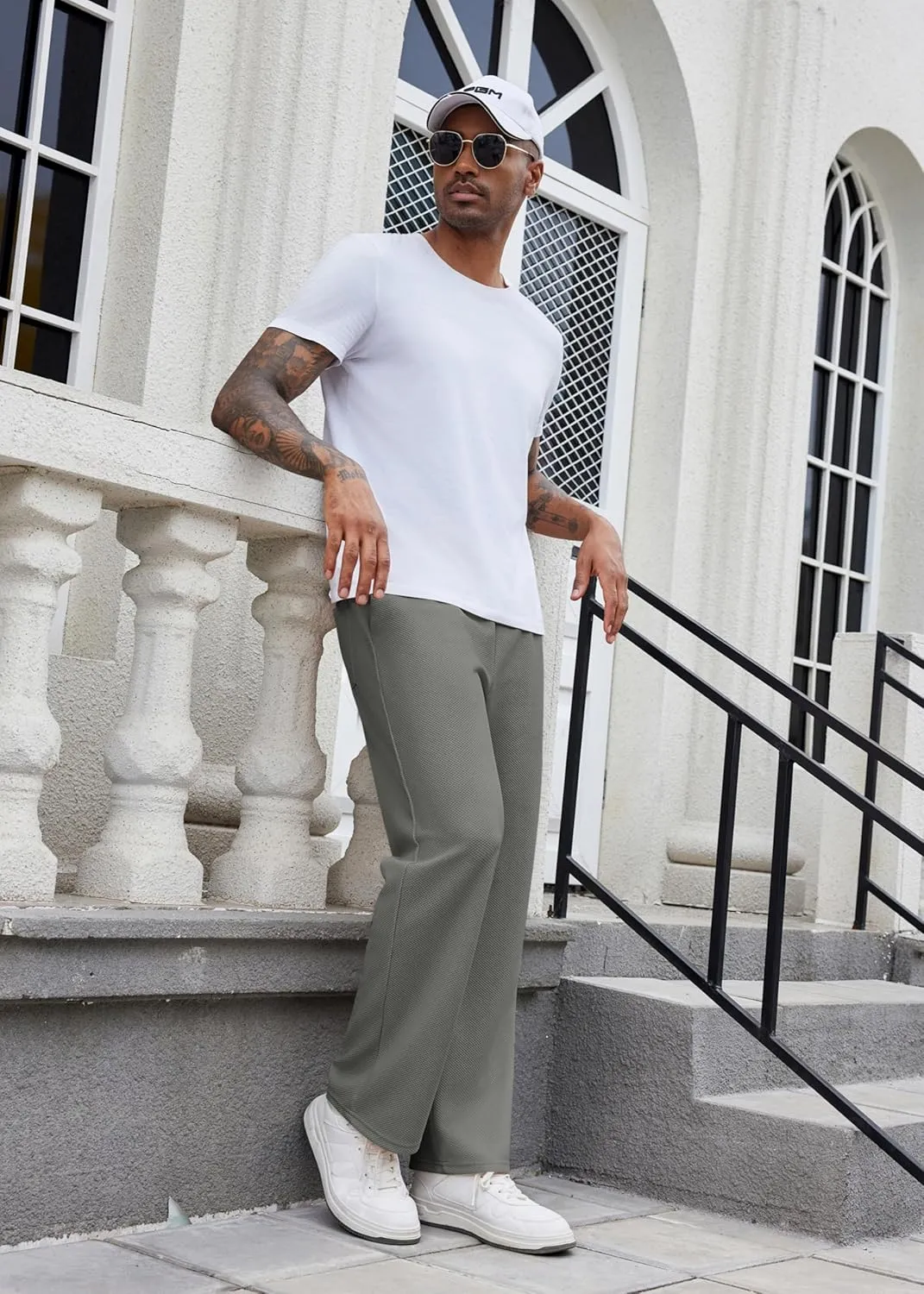 COOFANDY Men's Casual Sweatpants Open Bottom Lounge Pants Drawstring Sweat Pants Joggers with Pockets