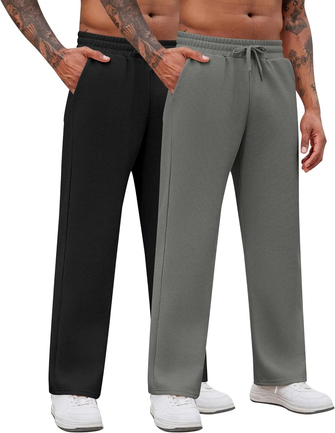 COOFANDY Men's Casual Sweatpants Open Bottom Lounge Pants Drawstring Sweat Pants Joggers with Pockets