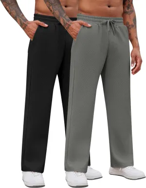COOFANDY Men's Casual Sweatpants Open Bottom Lounge Pants Drawstring Sweat Pants Joggers with Pockets