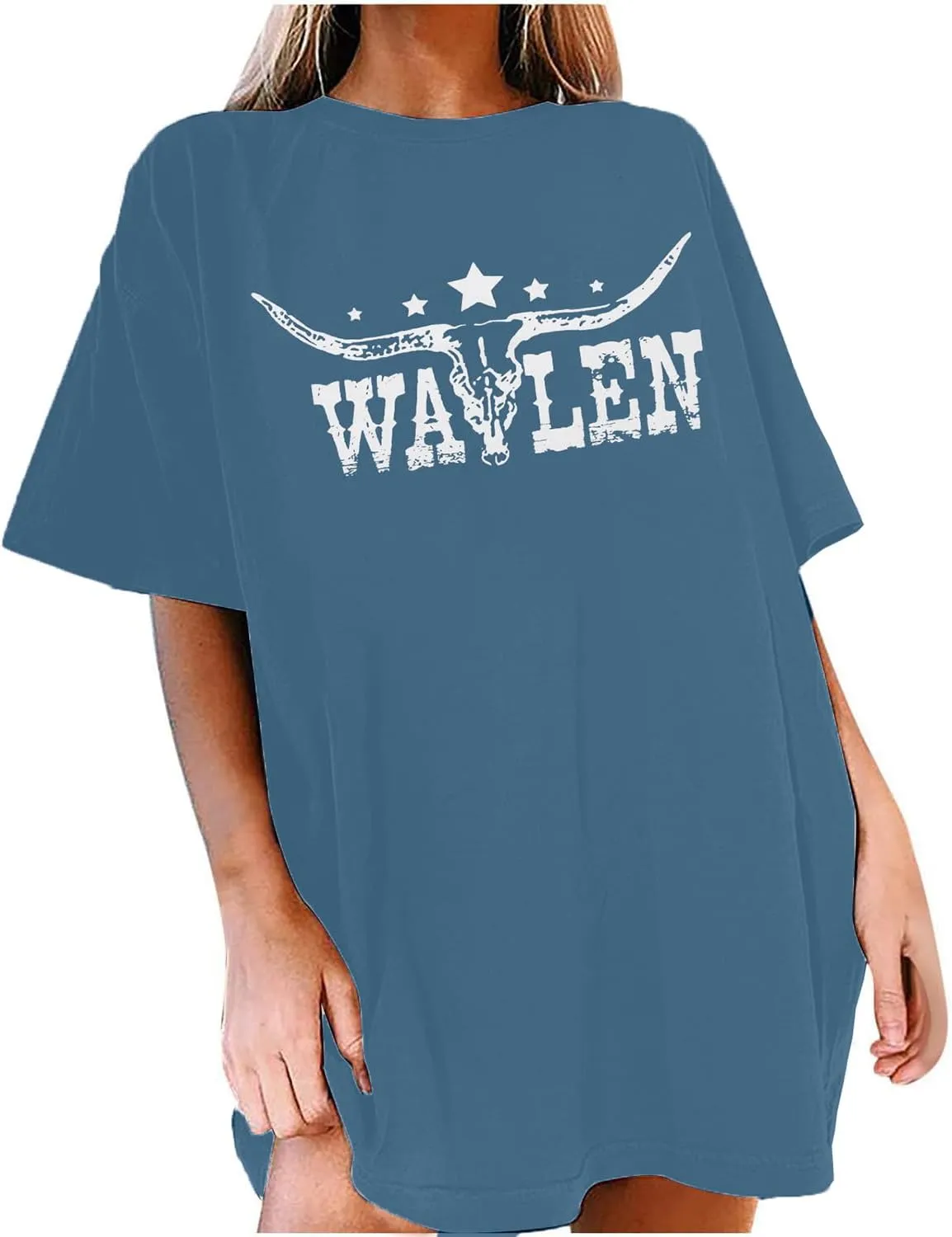 Cow Skull Women Oversized Shirts Country Music Tshirt Western T Shirt Vintage Music Lover Gift Rodeo Cowboy Graphic Tee