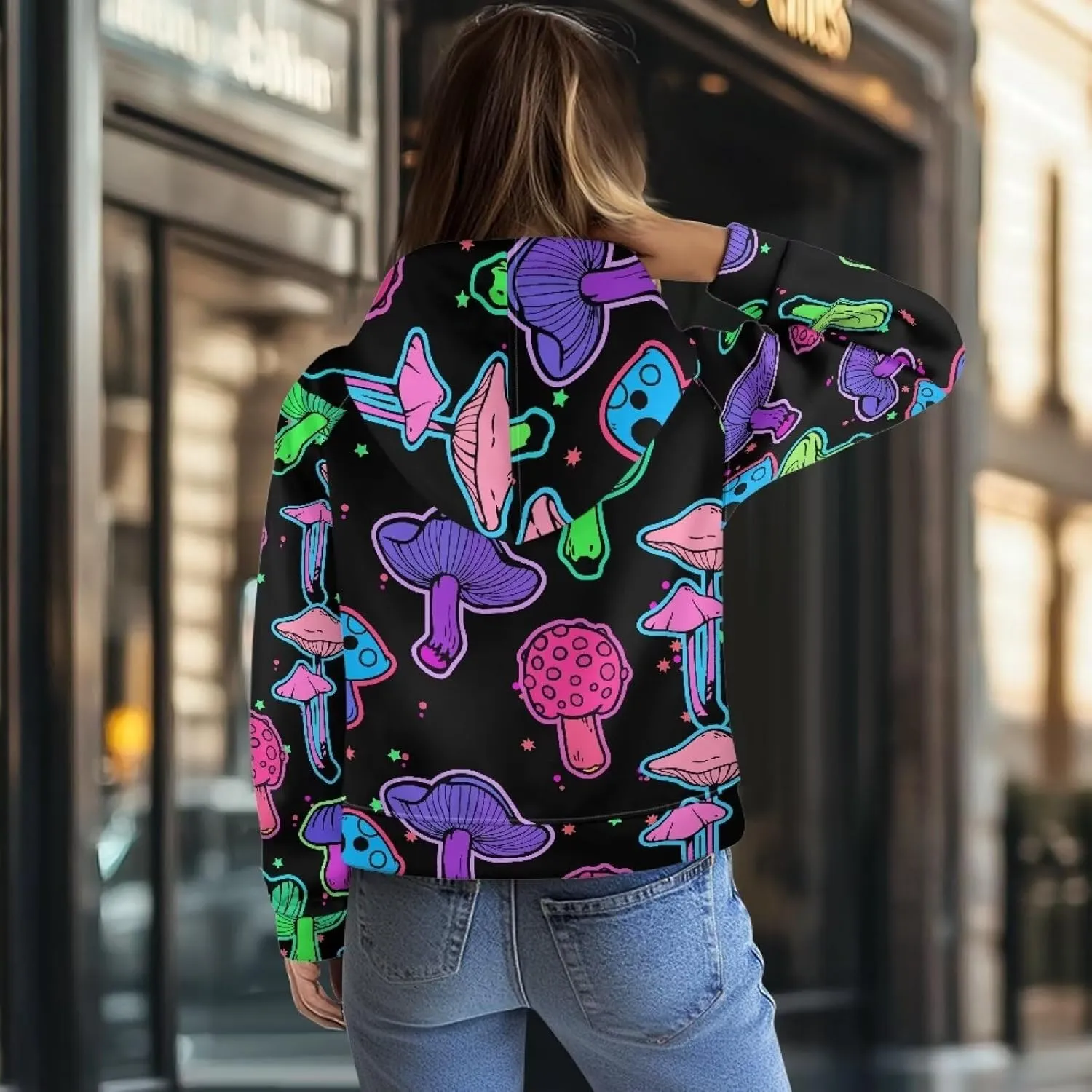 Custom Hoodies Crop Tops for Women Half Zip Sweatshirt for Fall Winter Loose Lightweight Office Pullover with Pocket