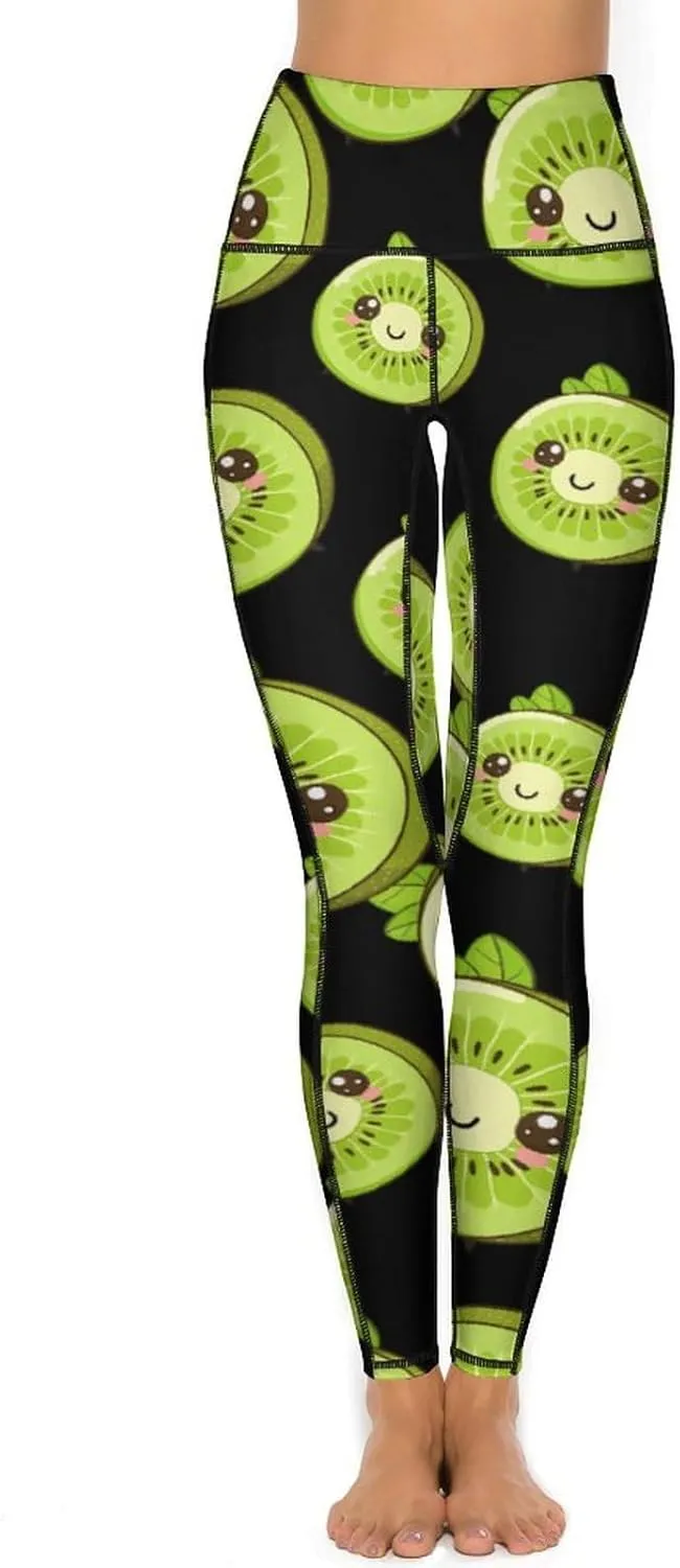 Cute Kiwi Fruits Women's Yoga Pants Leggings with Pockets High Waist Compression Workout Pants