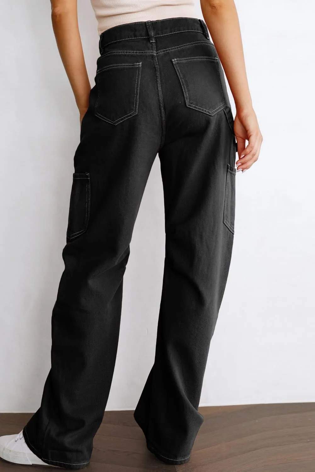 Dokotoo Cargo Long Pants Women 2024 Wide Leg High Waisted with Pockets Casual Pants