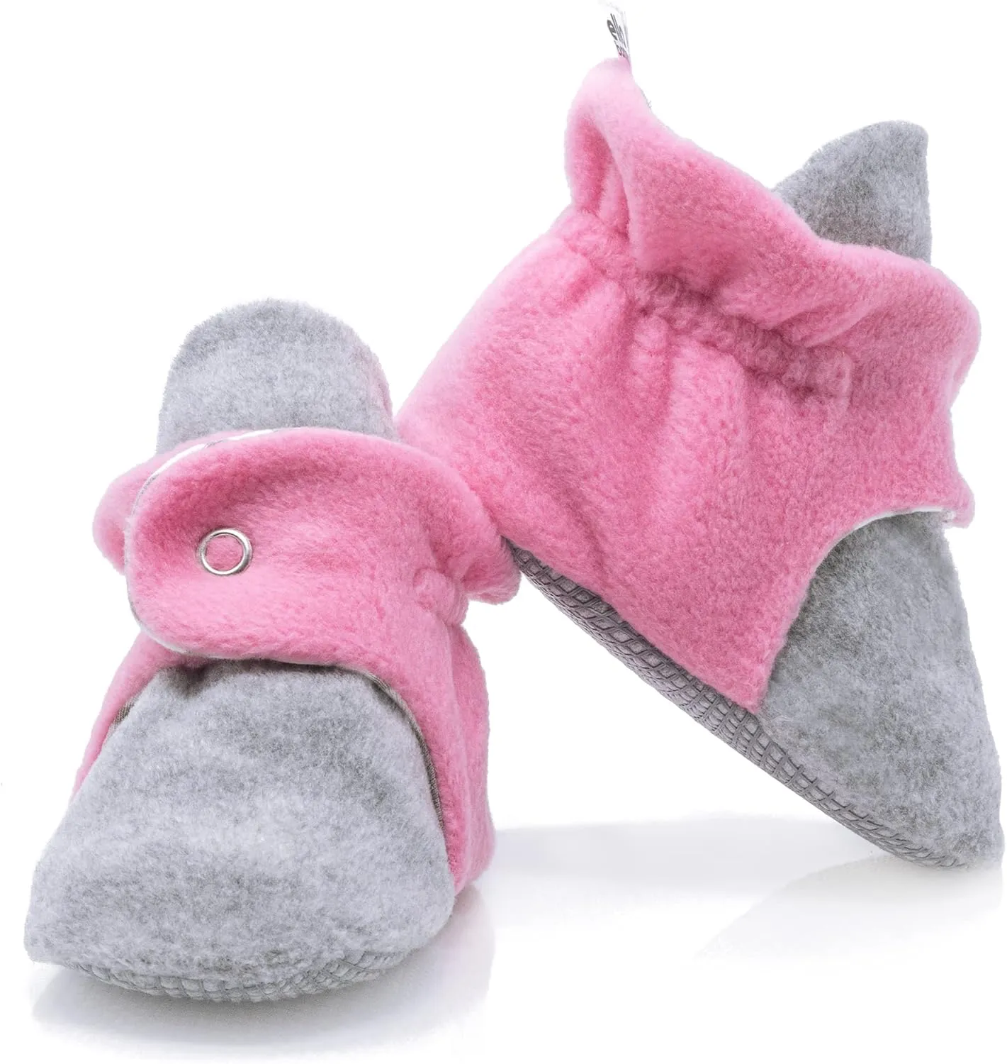 Ella Bonna Fleece Baby Booties, Three Snap Baby Slippers, Unisex Baby Gifts, Non-Slip Newborn Booties for Boys and Girls, Infant Baby Shower Shoes Months