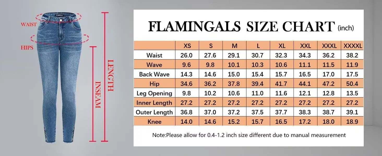Flamingals Women's Ripped Detail Split Hem High Waist Skinny Jeans