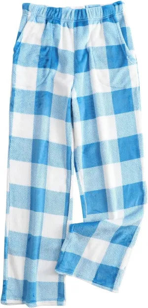 Flannel Pajama Pants Women Soft Plaid Comfy Wide Leg Lounge Pants with Pockets Lightweight Baggy Sleep Bottoms